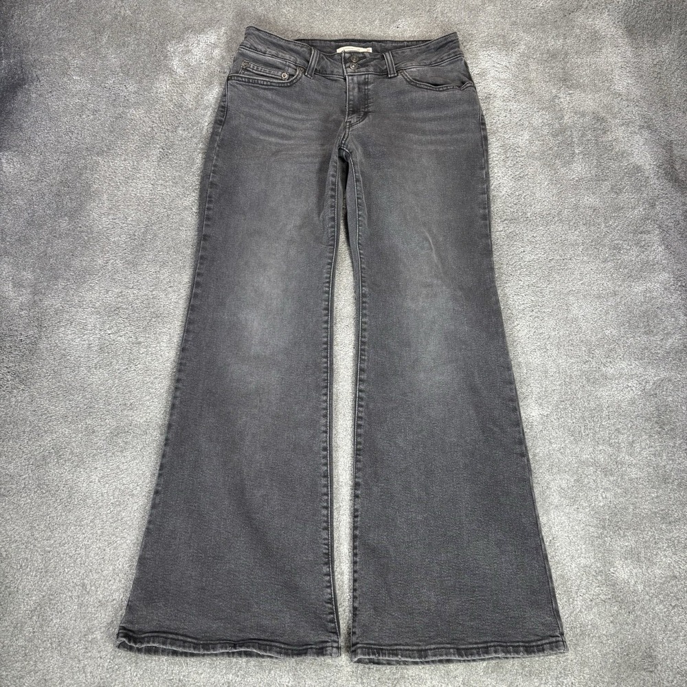 Levis Jeans Womens 30x31 Superlow Flare Light Black Denim Faded Stretch Western